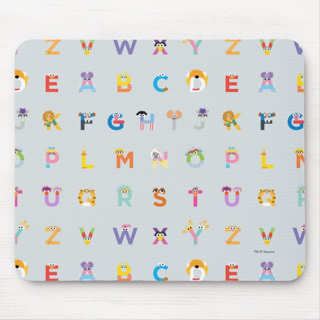 Sesamstraße | Buchstaben des Alphabets Mousepad (Vorne)