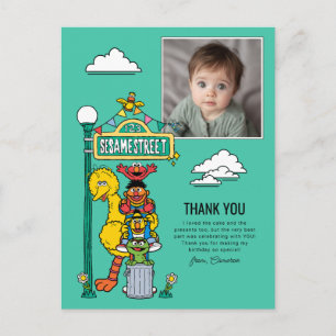 Sesamstraße Charaktere & Straßenschild Danke P Postkarte