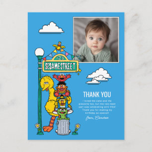 Sesamstraße Charaktere & Straßenschild Danke P Postkarte