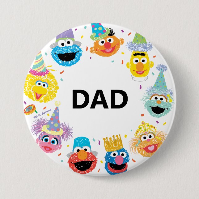 Sesamstraße Confetti Birthday Child's Vater Button (Vorderseite)