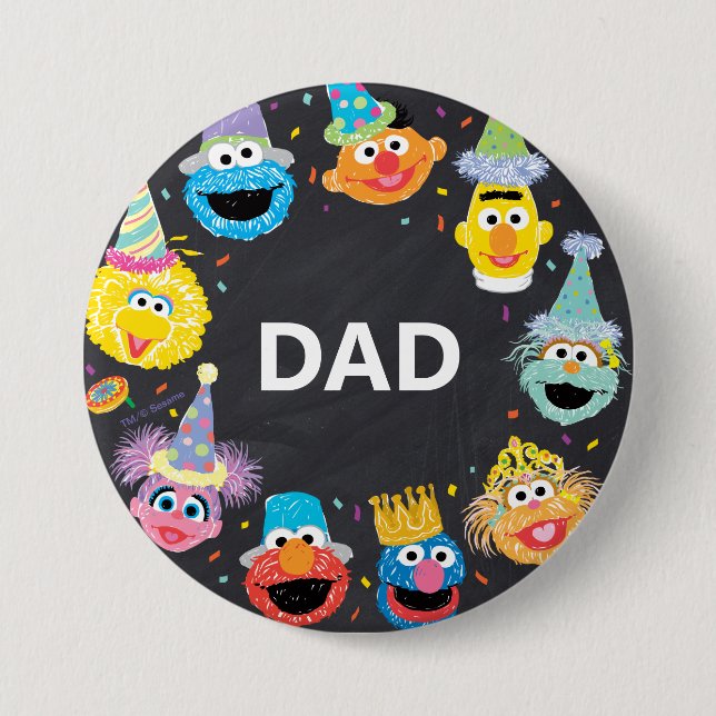 Sesamstraße Confetti Birthday Child's Vater Button (Vorderseite)