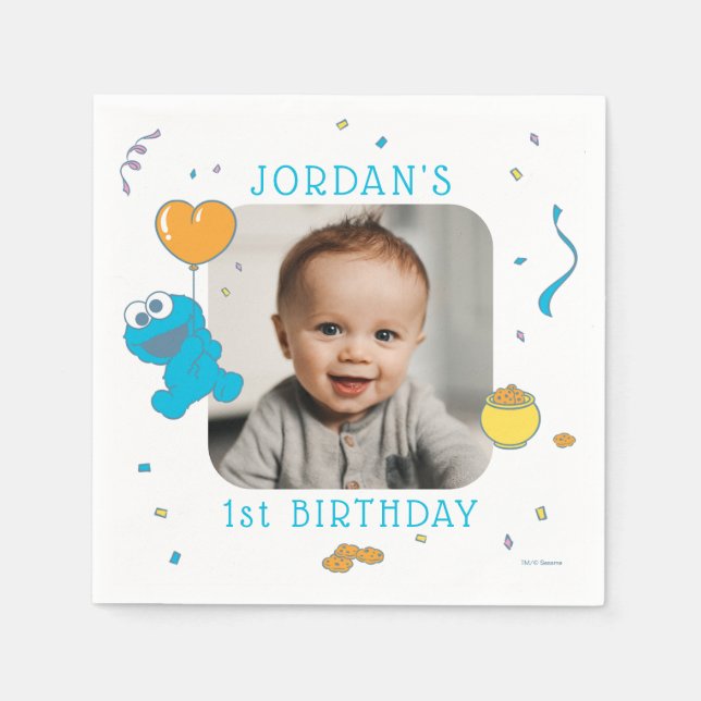 Sesamstraße | Cookie Monster 1. Geburtstag Serviette (Vorderseite)