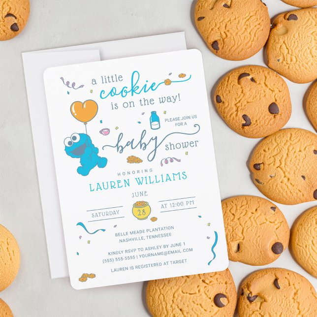 Sesamstraße | Cookie Monster Babydusche Einladung (Card with cookies)