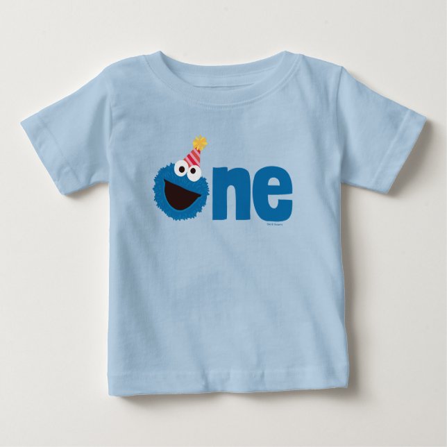 Sesamstraße | Cookie Monster Eins Geburtstag Baby T-shirt (Vorderseite)