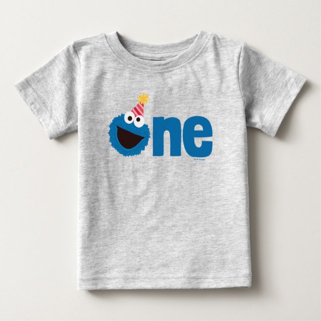 Sesamstraße | Cookie Monster Eins Geburtstag Baby T-shirt (Vorderseite)