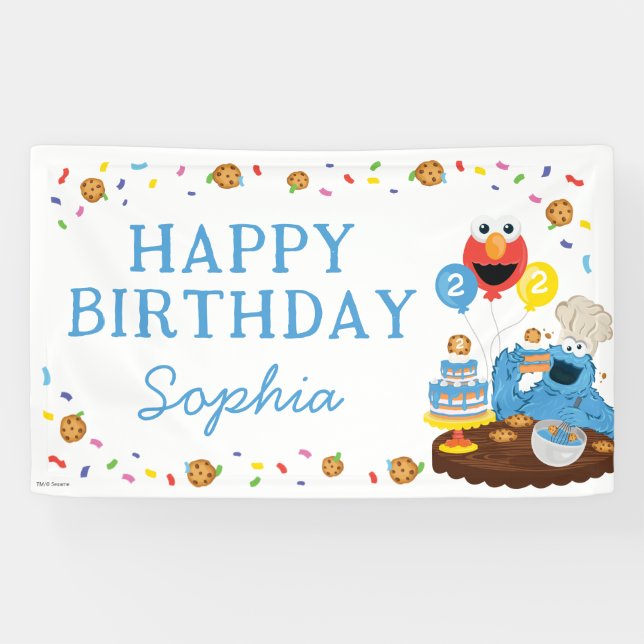 Sesamstraße | Cookie Monster Happy Birthday Banner (Horizontal)