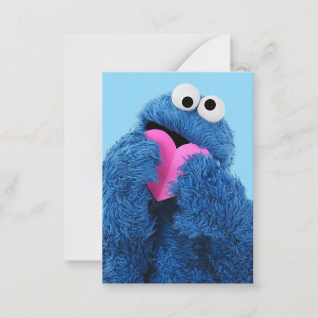 Sesamstraße | Cookie Monster Pinkes Herz Mitteilungskarte (Vorderseite)