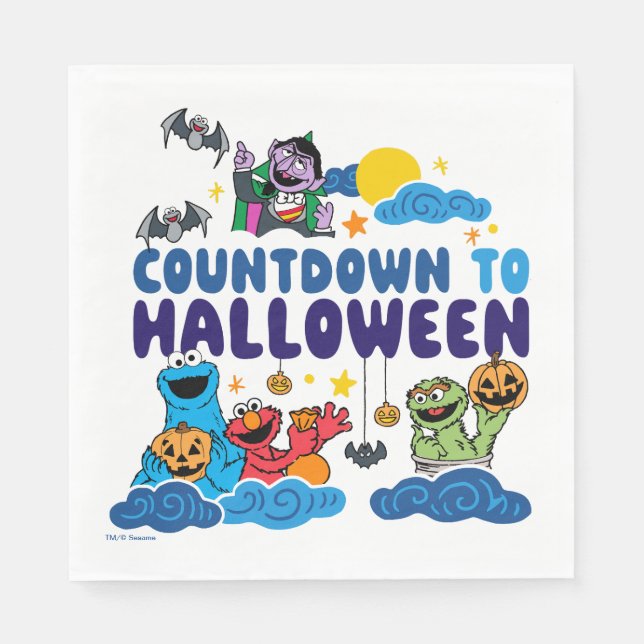 Sesamstraße | Countdown bis Halloween Serviette (Vorderseite)