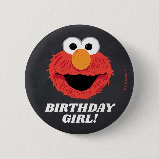 Sesamstraße | Elmo Birthday Chalkboard Girl Button (Vorderseite)