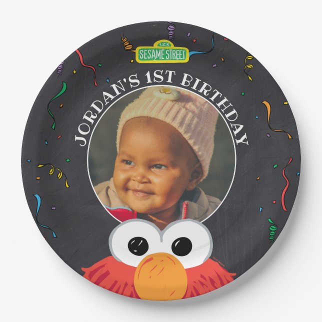 Sesamstraße | Elmo Birthday Chalkboard Pappteller (Vorderseite)