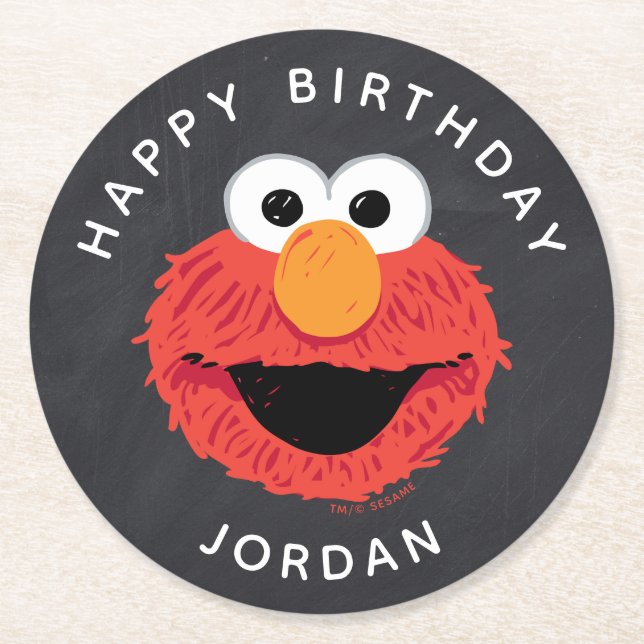 Sesamstraße | Elmo Birthday Chalkboard Runder Pappuntersetzer (Vorderseite)