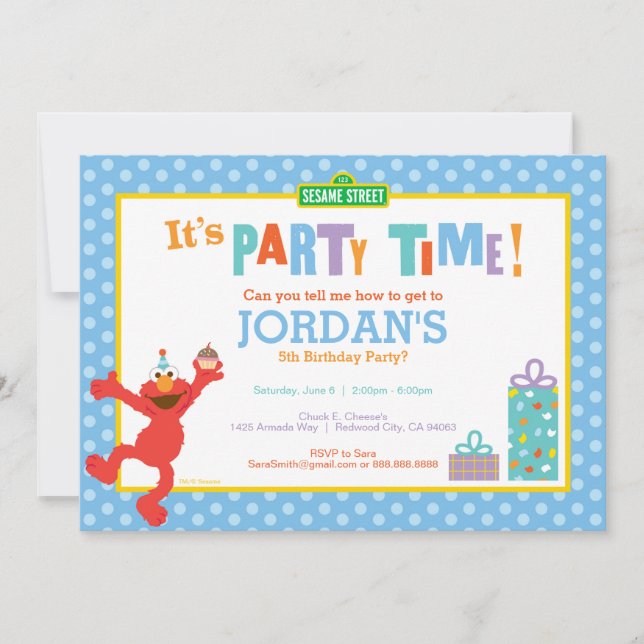 Sesamstraße | Elmo - Birthday Cupcake Einladung (Vorderseite)
