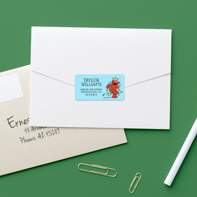 Sesamstraße | Elmo Christmas Lights Adressaufkleber (Label on envelope)