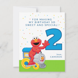Sesamstraße Elmo Chugga Chugga Zwei Zwei Geburtsta Dankeskarte