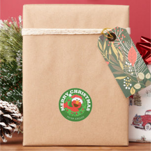 Sesamstraße Elmo Frohe Weihnachten Geschenkanhän Runder Aufkleber