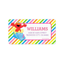 Sesamstraße | Elmo Girls Regenbogen Streifen Adressaufkleber