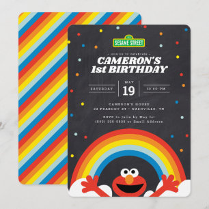 Sesamstraße   Elmo Rainbow Birthday Einladung