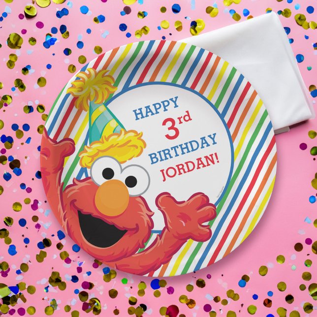 Sesamstraße | Elmo — Rainbow Birthday Pappteller (Plate on table)