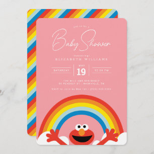 Sesamstraße   Elmo Rainbow Girl Baby Shower Einladung