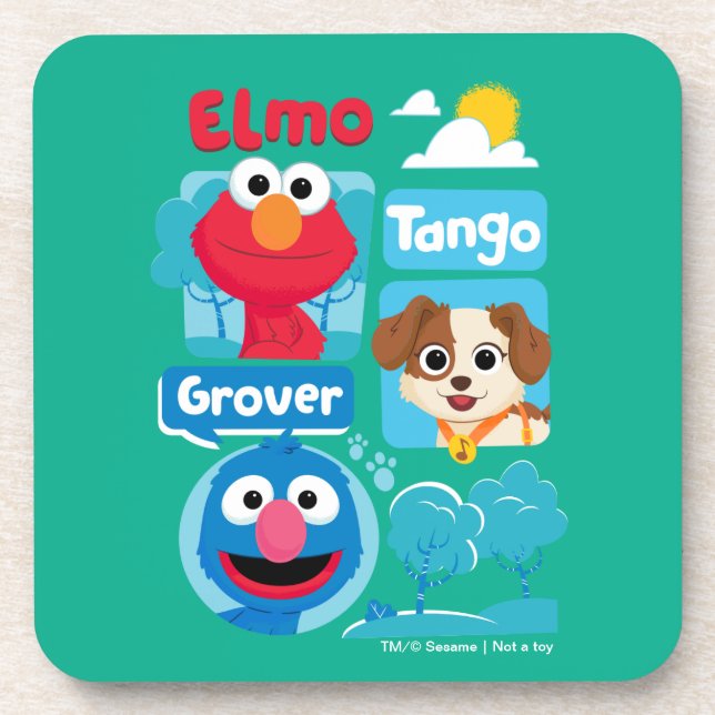Sesamstraße | Elmo, Tango, & Grover Park Graphic Getränkeuntersetzer (Vorderseite)