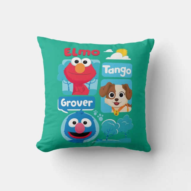 Sesamstraße | Elmo, Tango, & Grover Park Graphic Kissen (Vorderseite)