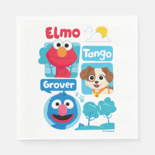 Sesamstraße   Elmo, Tango, & Grover Park Graphic Serviette