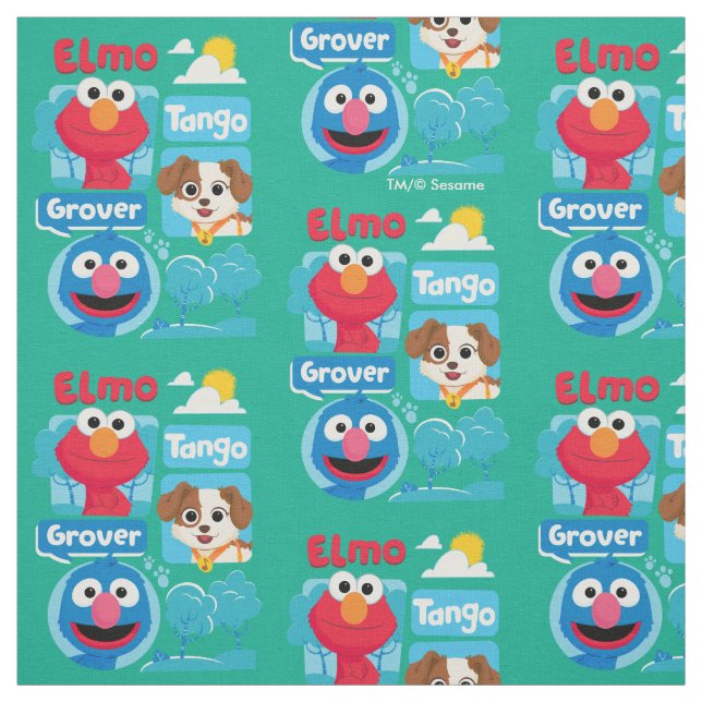 Sesamstraße | Elmo, Tango, & Grover Park Graphic Stoff (Muster)