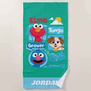 Sesamstraße   Elmo, Tango, & Grover Park Graphic Strandtuch