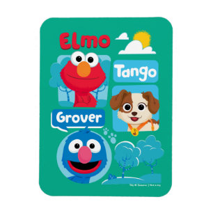 Sesamstraße Elmo, Tango und Grover Park Grafik Magnet