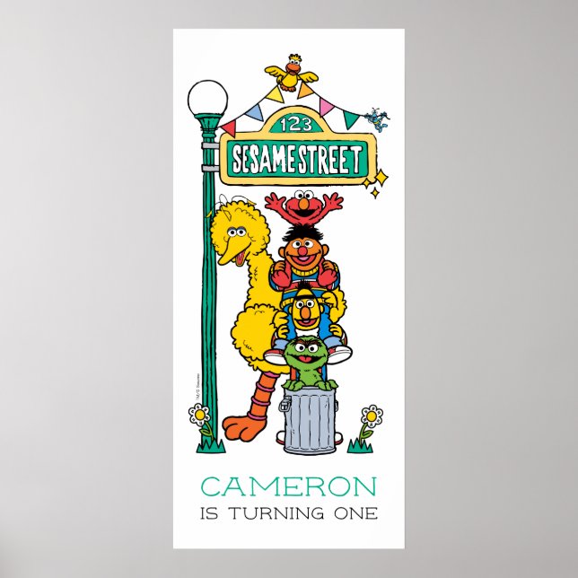 Sesamstraße-Figuren Erster Geburtstagsposter Poster (Vorne)