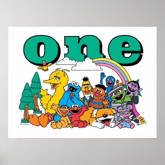 Sesamstraße-Figuren Poster zum ersten Geburtstag (Vorne)