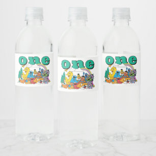 Sesamstraße-Figuren & Straßenschild-Wasserflasche Wasserflaschenetikett