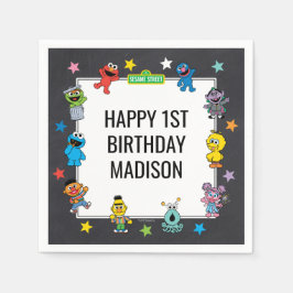 Sesamstraße-Figuren Tafel Geburtstag Serviette