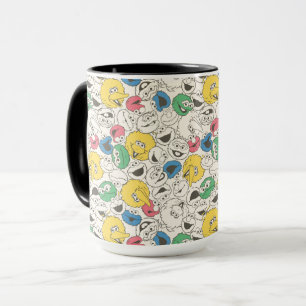 Sesamstraße Freunde   Big Head Vintage-Muster Tasse