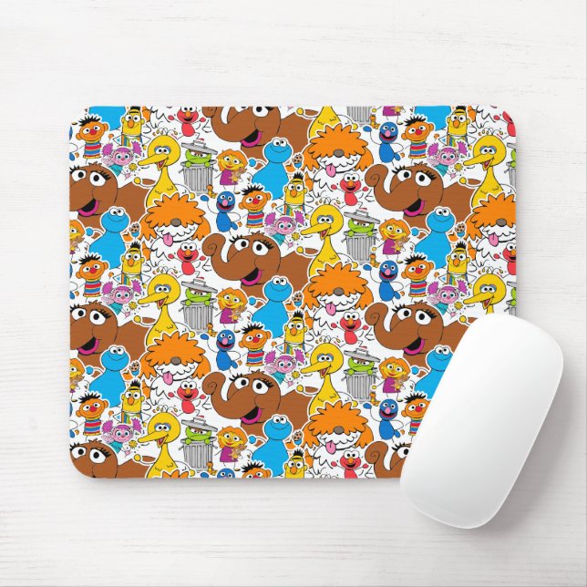 Sesamstraße-Freunde Doodley-Muster Mousepad (Mit Mouse)