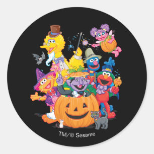 Sesamstraße Freunde   Frohes Halloween Runder Aufkleber