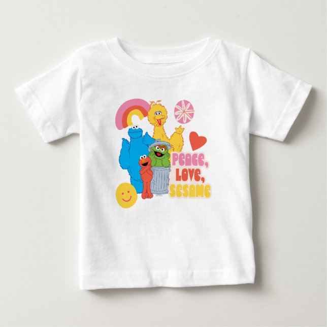 Sesamstraße | Frieden, Liebe, Sesam Baby T-shirt (Vorderseite)