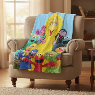 Sesamstraße Fun Farbiges Portrait Fleecedecke