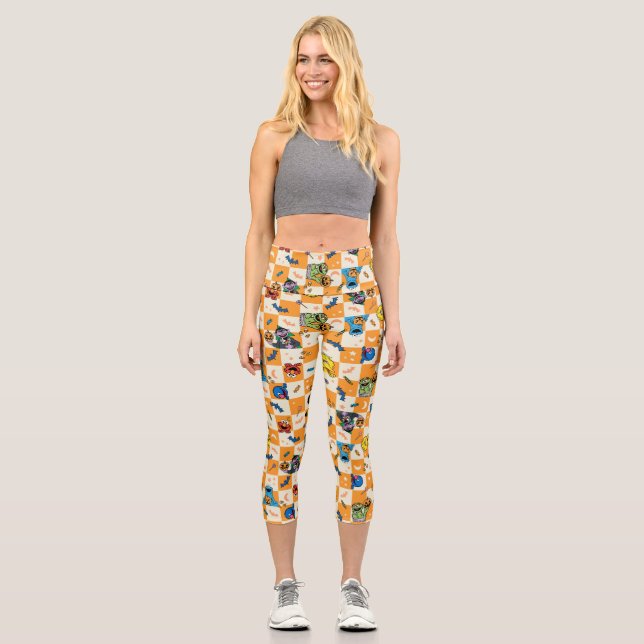 Sesamstrasse Halloween Kegelmuster Capri Leggings (Vorderseite)