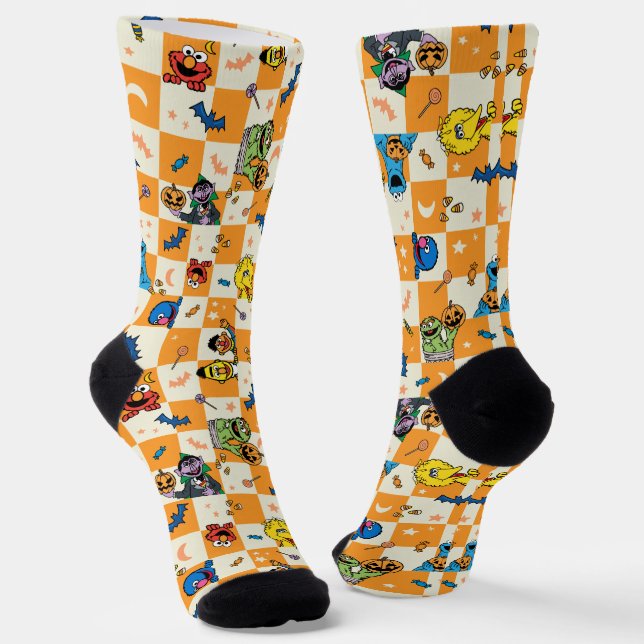 Sesamstrasse Halloween Kegelmuster Socken (Gewinkelt)