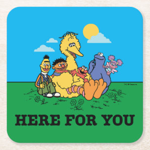 Sesamstraße Hier für Sie Rechteckiger Pappuntersetzer