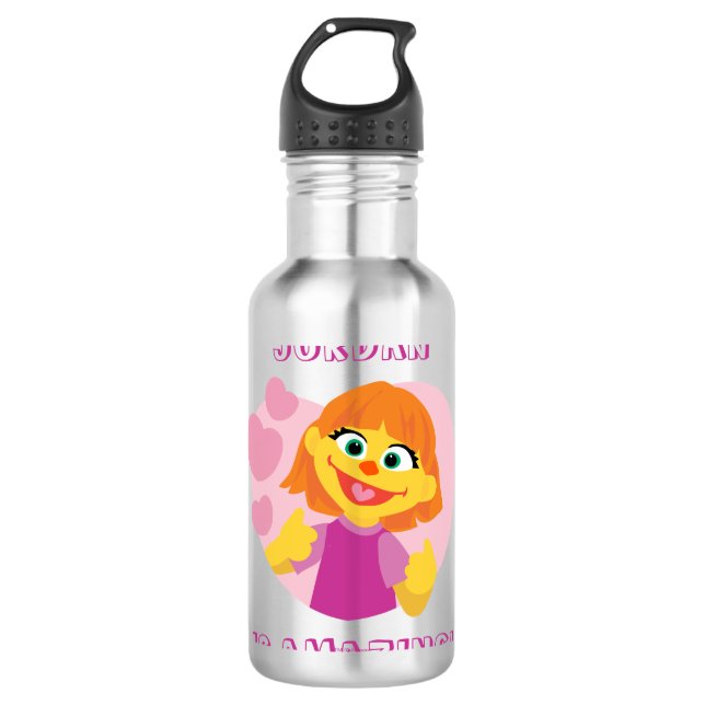 Sesamstraße | Julia Pink Heart Edelstahlflasche (Vorderseite)