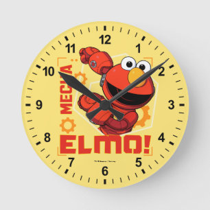 Sesamstraße   Mecha Builders Elmo Design Runde Wanduhr