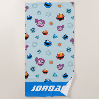 Sesamstraße | Mecha Builders Faces | Name hinzufüg Strandtuch