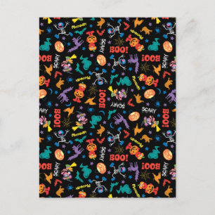 Sesamstraße   Niedliches Halloween-Muster Postkarte