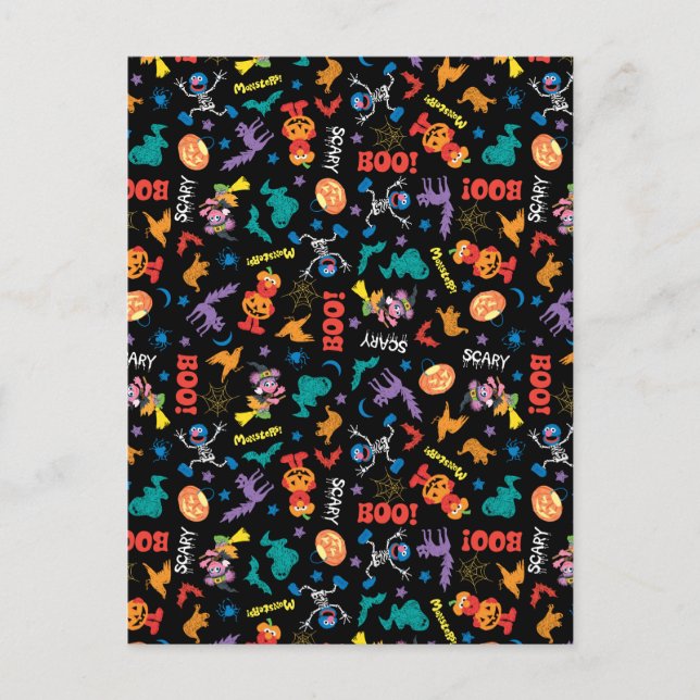Sesamstraße | Niedliches Halloween-Muster Postkarte (Vorderseite)