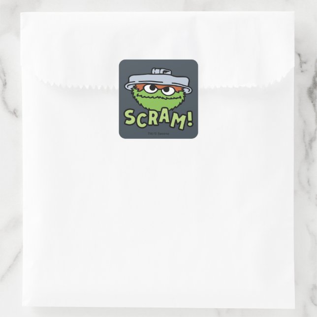 Sesamstraße | Oscar der Grouch Scram! Quadratischer Aufkleber (Tasche)