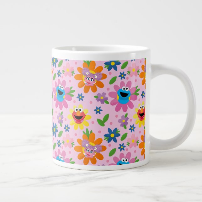 Sesamstraße Pink Floral Muster Jumbo-Tasse (Rechts)