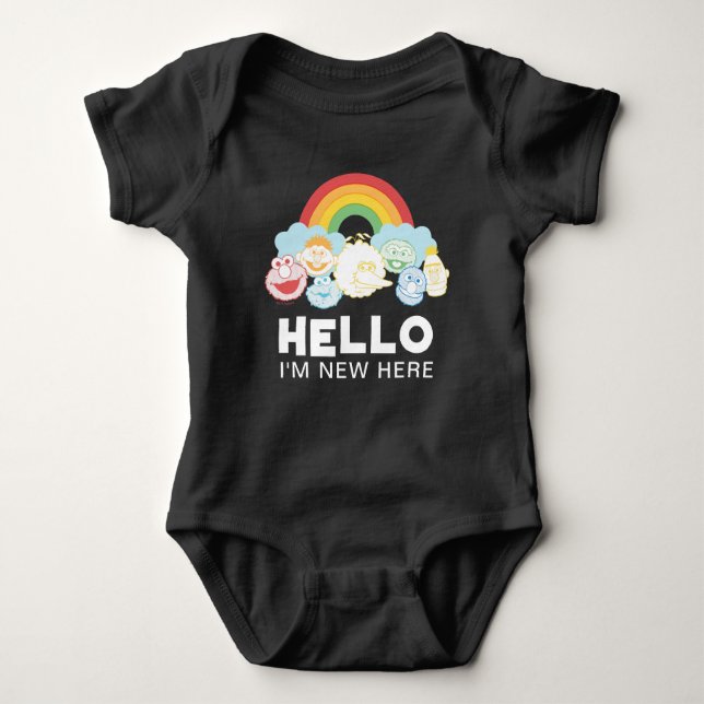 Sesamstraße | Regenbogen | Hallo, ich bin hier neu Baby Strampler (Vorderseite)