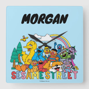 Sesamstraße   Regenbogenwelle   Name hinzufügen Quadratische Wanduhr